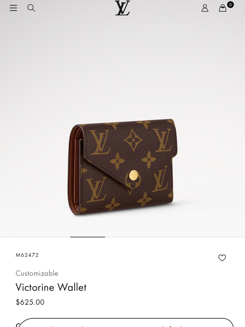 Louis Vuitton Monogram Canvas Victorine Wallet in Brown and Gold